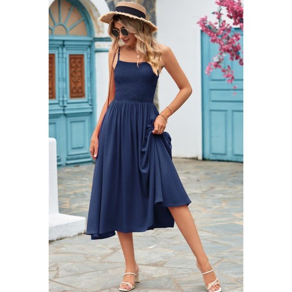 Smocked Spaghetti Strap Midi Dress - Picture 4 of 16